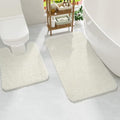 Ivory Bathroom Rug Set 2 Piece Bath Mat 21x34'' &U Shape Toilet Rug 21x21'' by Homore