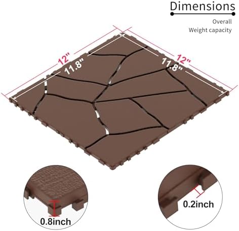 44 Pack Interlocking Deck Tiles, 12x12 Inch Modern Plastic Outdoor Flooring - Image 3