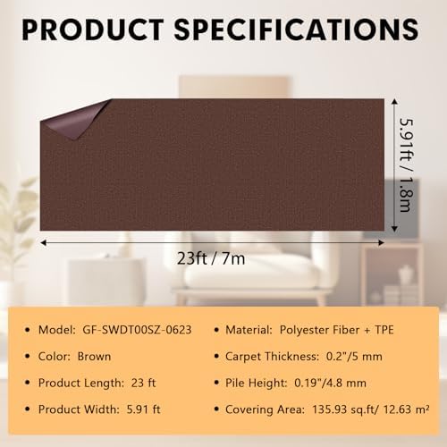 Grefinity Marine Carpet, 5 FT x 10 FT Brown Indoor Outdoor Carpet - Image 2