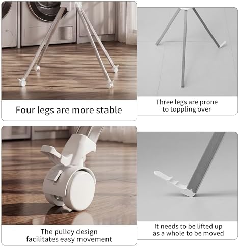 RFOUO Foldable Clothes Drying Rack Aluminum 4 Legs 16 Rods Double Layer - Image 5