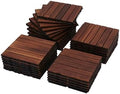 Acacia Wood Interlocking Deck Tiles 30 Pcs, Waterproof and Easy Installation by Unknown