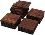 Acacia Wood Interlocking Deck Tiles 30 Pcs, Waterproof and Easy Installation by Unknown