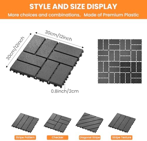 27 Pack Plastic Interlocking Deck Tiles, Patio Floor Decking Tiles - Image 2
