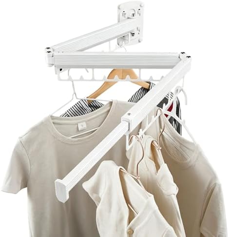 Foldable Wall Mounted Laundry Drying Rack, 3 Fold Retractable Clothes Drying by Unknown