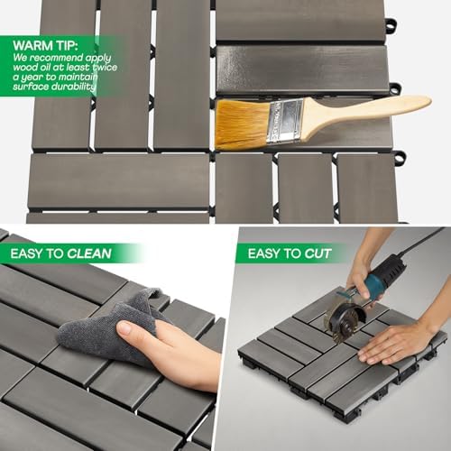 IDZO Interlocking Acacia Deck Tiles 9.6 SQFT - Image 5