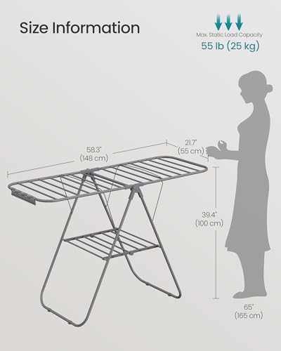 SONGMICS Clothes Drying Rack, Foldable Space-Saving Laundry Drying Rack - Image 5