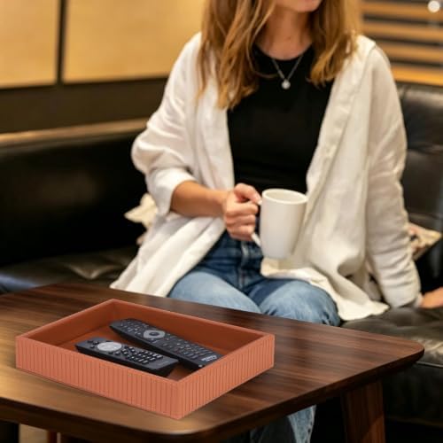 HofferRuffer Faux Leather Vanity Tray, Elegant Desktop Storage Organizer - Image 7