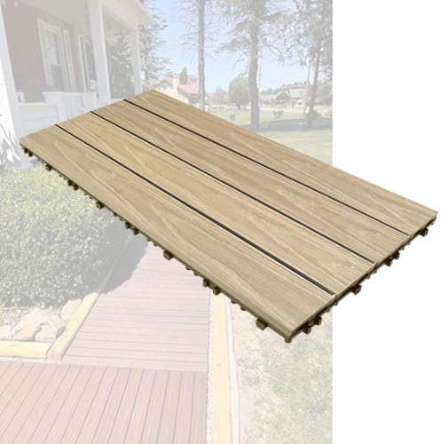 1/6/12 pcs 12x24 Inch Patio Deck Tiles, Waterproof Non-Slip Wood Plastic by Unknown