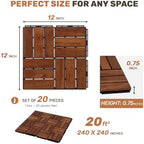 Acacia Wood Interlocking Deck Tiles 10 Pcs, Waterproof and Easy Installation - Image 2