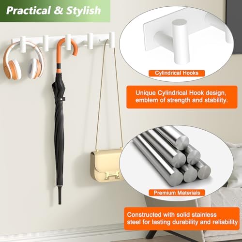 Wall Mounted Coat Rack-5 Hooks, Heavy Duty Stainless Steel Wall Hooks - Image 6