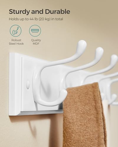 SONGMICS Wall-Mounted Coat Rack, 5 Dual Metal Hooks - Image 4