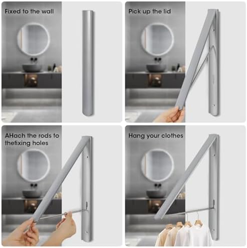 Foldable Clothes Drying Rack, Wall Mounted - Image 4