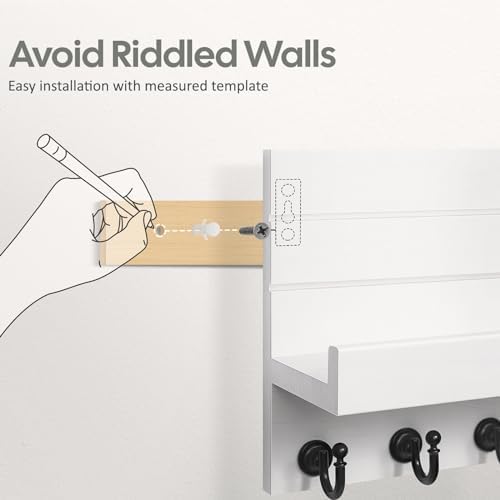 HONJIN Key Holder for Wall: Upgraded 7 Sturdy Key Hooks Easy Installation Mail - Image 2
