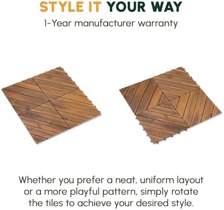 BEEFURNI Interlocking Acacia Wood Deck Tiles 12x12 - Image 3