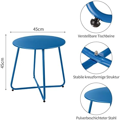 Meluvici Patio Outdoor Side Table Waterproof Round Metal Steel Small Side Table - Image 3