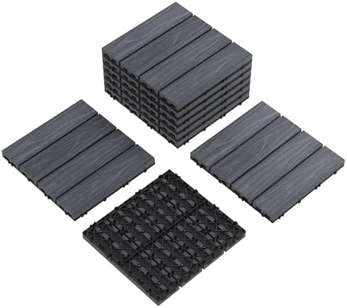 9-Pack 12"X12" Composite Interlock Deck Tiles – Waterproof Interlocking Flooring by Unknown