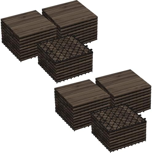Yaheetech 54PCS Deck Tiles Acacia Wood Interlocking Outdoor Flooring by Yaheetech