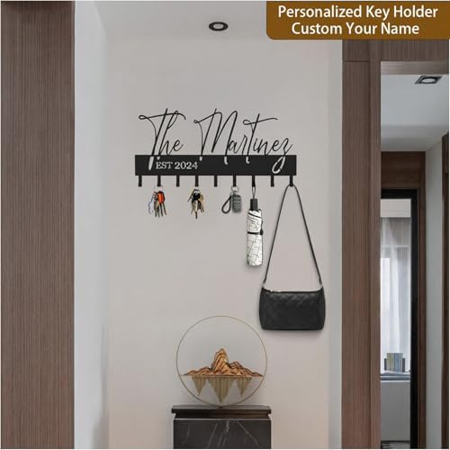 Customized Meaningful Phrase Key Holder Wall Mount, Key Hooks - Image 2