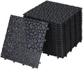 12" x 12" Gray Interlocking Deck Tiles, Anti-Slip Pebble Stone Pattern by MEDUTEC