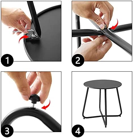 Outdoor Table Small Patio Side Table, Round Metal Side Table, Weatherproof - Image 6