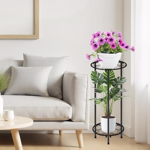 CASIMR Plant Stand Indoor Outdoor, Metal Rustproof Flower Shelf 2 Tier 23.9 inch - Image 3