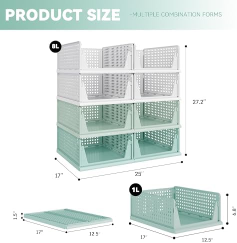 Pinkpum Green Boy Closet Organizers and Storage Stackable Plastic Drawer Basket - Image 3