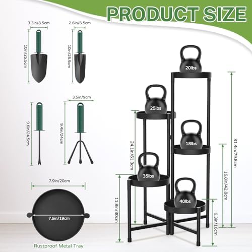 iDavosic.ly Plant Stand with Garden Tools Indoor Outdoor, 5 Tier - Image 3