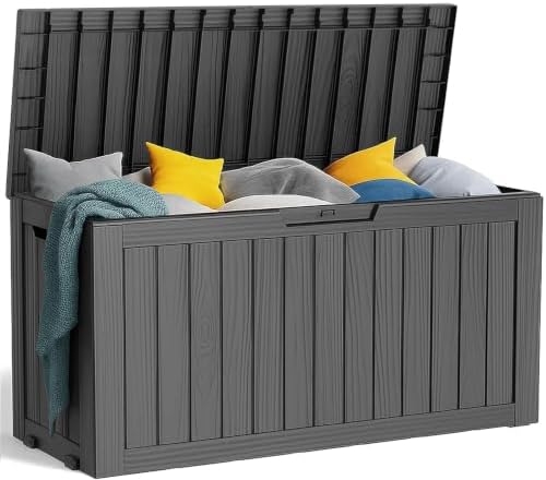 PatioZen 75 Gallon Resin Deck Box, Outdoor Lockable Storage Box by OutdoorLivingPerfected
