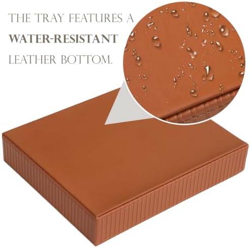 HofferRuffer Faux Leather Vanity Tray, Elegant Desktop Storage Organizer - Image 3