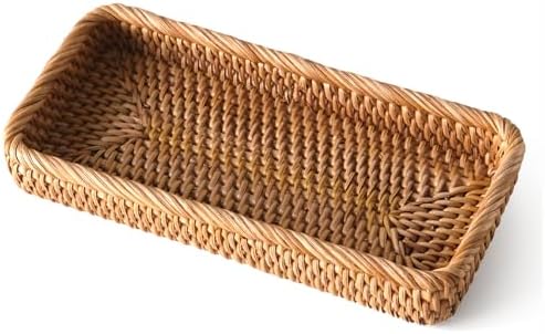 Small Rattan Serving Tray, Natural Wicker Decorative Tray by S310