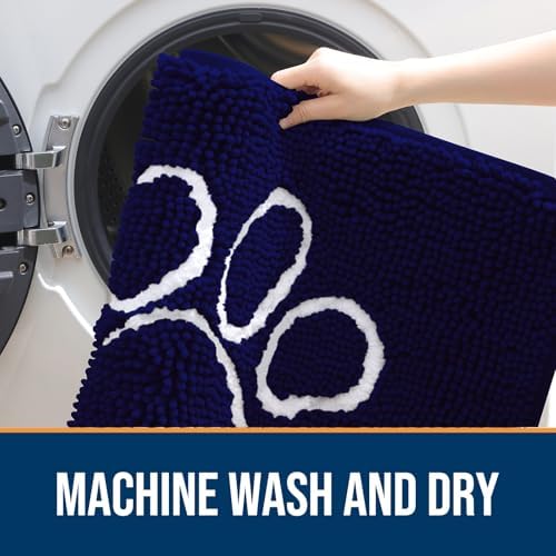 OLANLY Dog Door Mat for Muddy Paws 40x32, Paw Print Design Chenille Mud Mat - Image 5
