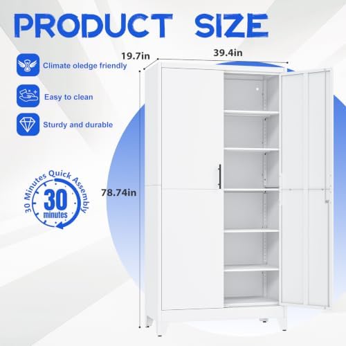 GAIOUS 79" Tall Metal Storage Cabinet - Image 2