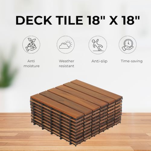 Solid Acacia Deck Tiles, 2.25X Cover, Fast Install Patio Floor - Image 5