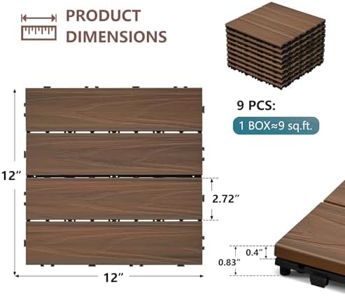 Skypatio Interlocking Deck Tiles 9 PCS, Poolside & Garden - Image 2
