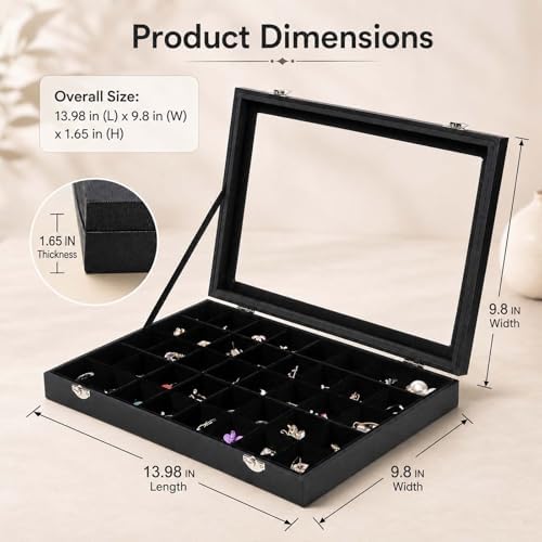 Black Velvet 40 Grid Earring Organizer Display Box - Image 6