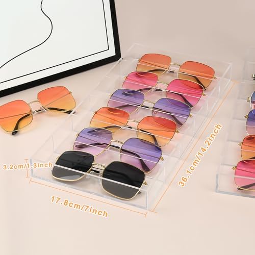 2 Pack Acrylic Sunglasses Organizer, 6 Slot Clear - Image 2