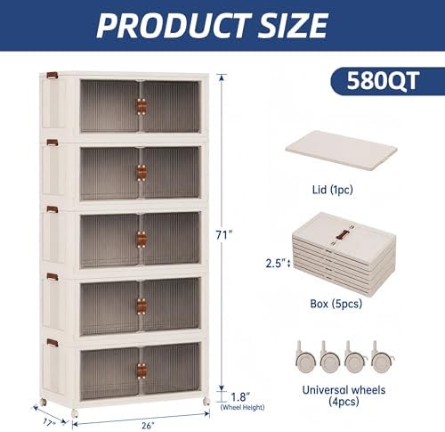 SAILUN 580Qt Stackable Storage Bins, Storage Cabinet a Lid - Image 5