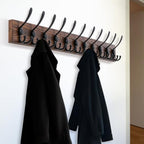 Coat Rack Wall Mount 47.3'' Solid Wood and 12 Hooks - Image 4