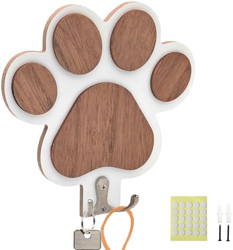 Goodangie00 Wooden Dog Leash Holder Wall Decoration, 3D Dog Paw Harness Wall by Goodangie00
