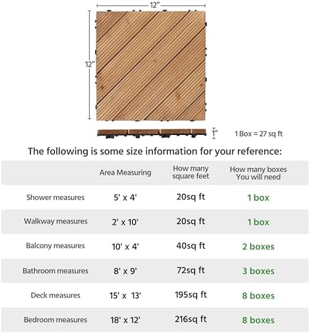 Yaheetech 27PCS Wooden Flooring Patio Deck Tiles Interlocking Tiles Patio Solid - Image 6