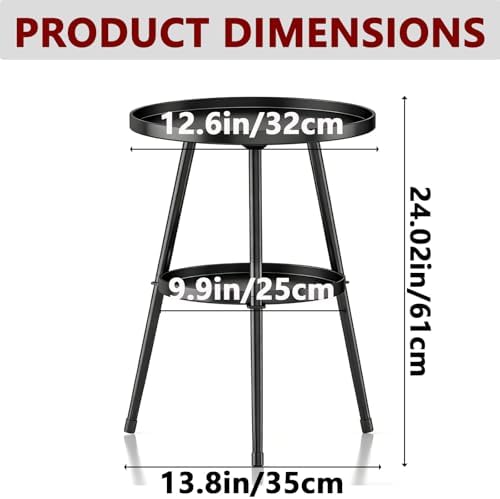 Side Table 2-Tier Small Round End Table Metal Black Accent Table - Image 3