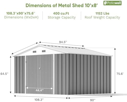 Patiowell Outdoor Storage Shed, 10 x 8 FT - Image 4