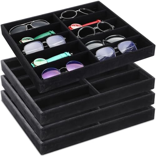 Batiyeer 2pcs Sunglasses Organizer Storage Tray Black 4 Pcs by Batiyeer