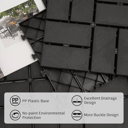 Domi Plastic Interlocking Deck Tiles, 36 Pieces One Pack, Dark Gray - Image 6