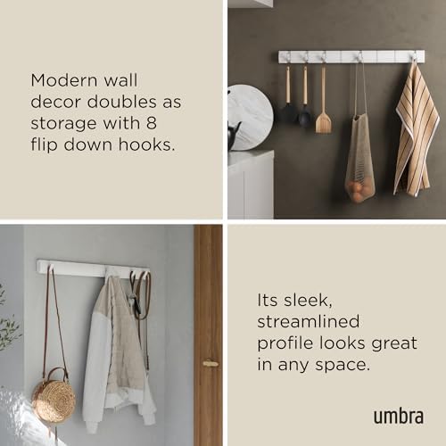 Umbra Flip Coat Rack, Wall Mount 8-Hook, Space Saving - Image 4