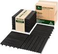 Acacia Interlocking Deck Tiles, 6 Slats, Ebony Black by VICTORYRELAX