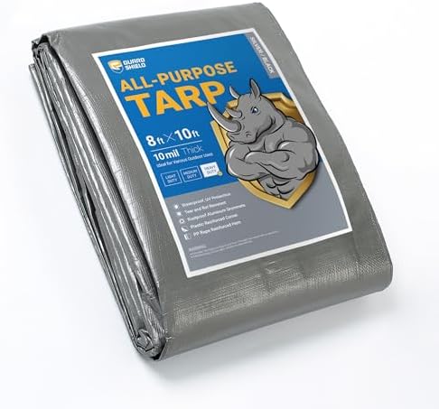 GUARD SHIELD Heavy Duty Tarp 8x10 Feet Silver/Black Multi Purpose Thick by GUARDSHIELD