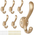6 Pack Coat Hooks Wall Mount Heavy Duty Utility Retro Double Hooks by PEOIAOY
