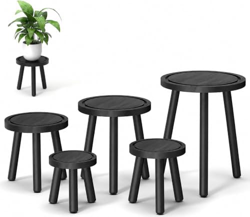 Wood Plant Stands Indoor, 16.7" Tall Plant Stand Outdoor Mid-Century Plant Stool by Unknown