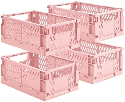 HUUSMOT 4-Pack Collapsible Plastic Storage Baskets, 9.8"x6.5"x3.8" by HUUSMOT